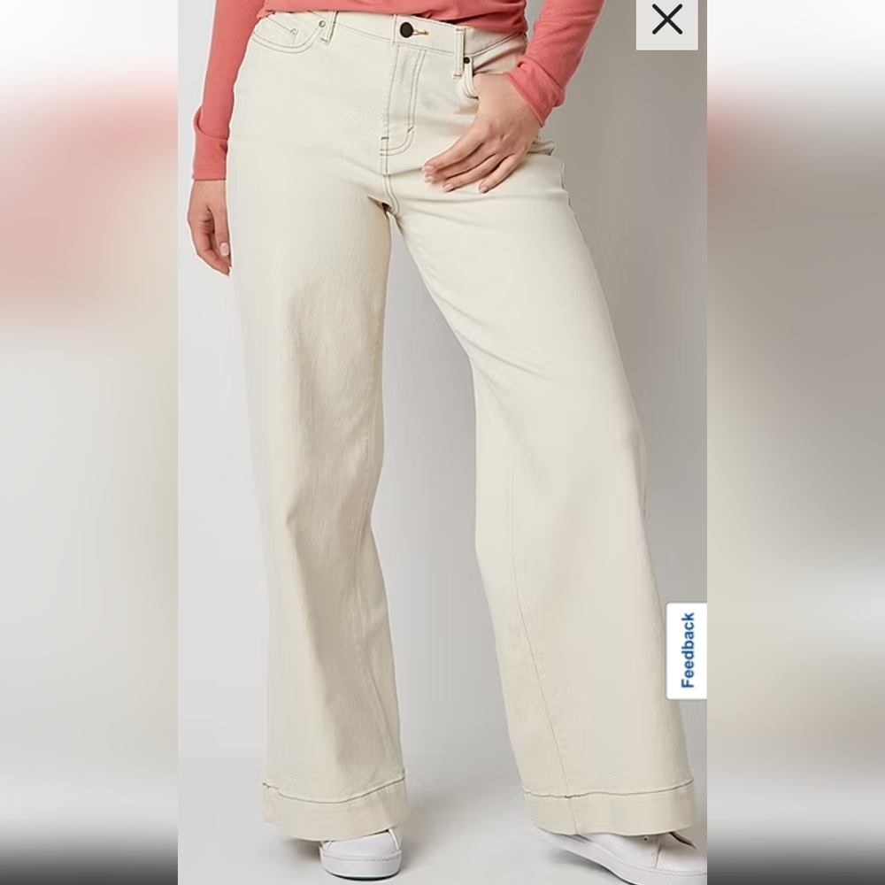 a.n.a Plus Womens High Rise Wide Leg Loose Fit Jean Beige. Size 18